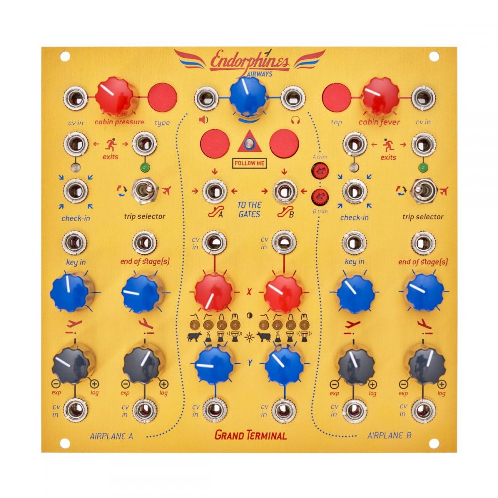 Endorphin.es Grand Terminal Eurorack Stereo Envelope Filter and FX Module (Yellow)