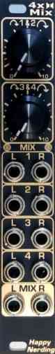 Happy Nerding 4xStereo Mix Quad Stereo Eurorack Mixer Module (Black)