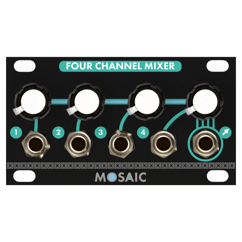 Mosaic 1U Eurorack Four Channel Mixer Module (Black)