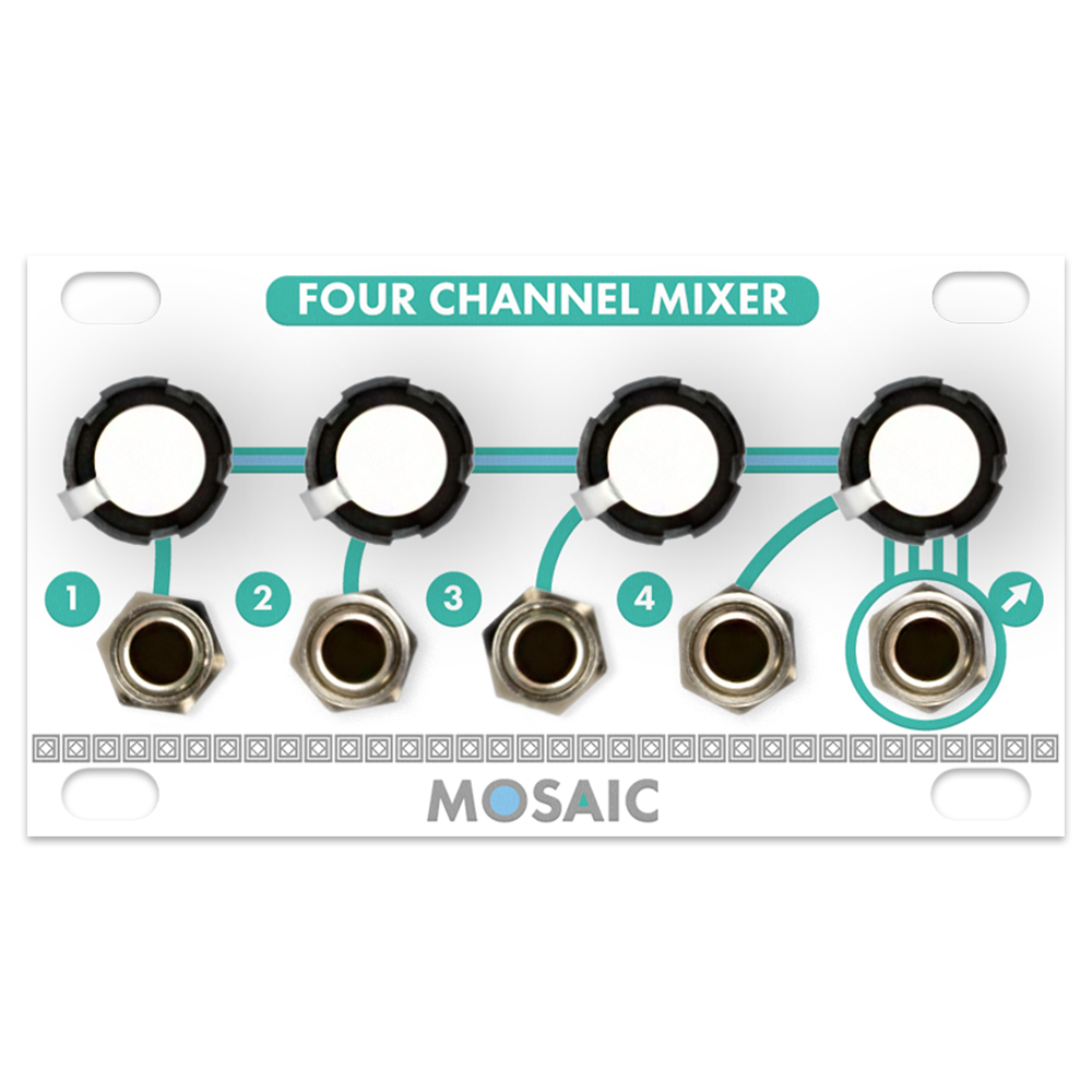 Mosaic 1U Eurorack Four Channel Mixer Module (White)