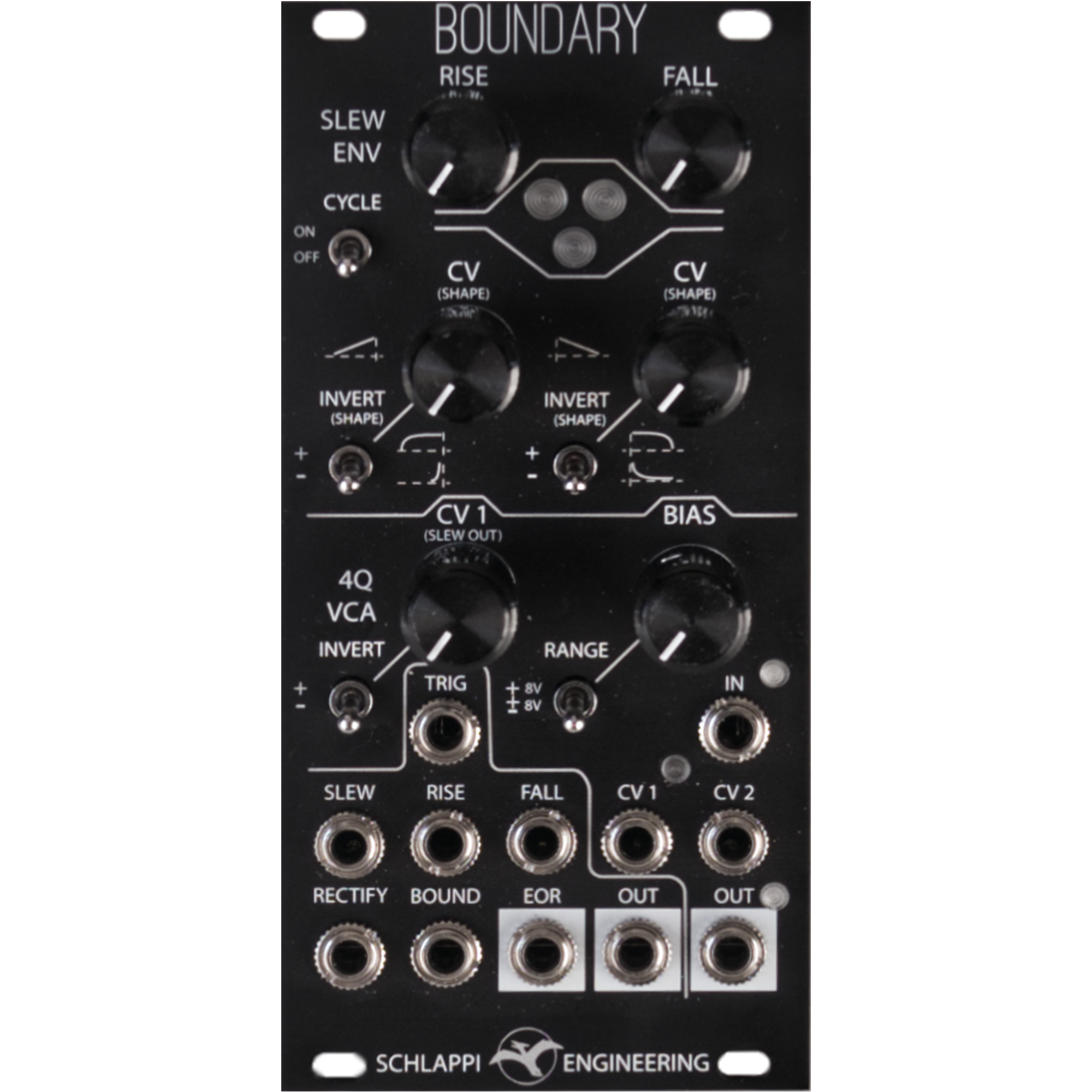 Schlappi Engineering Boundary Slew/Envelope and VCA/Ring Mod Eurorack Module (Black)
