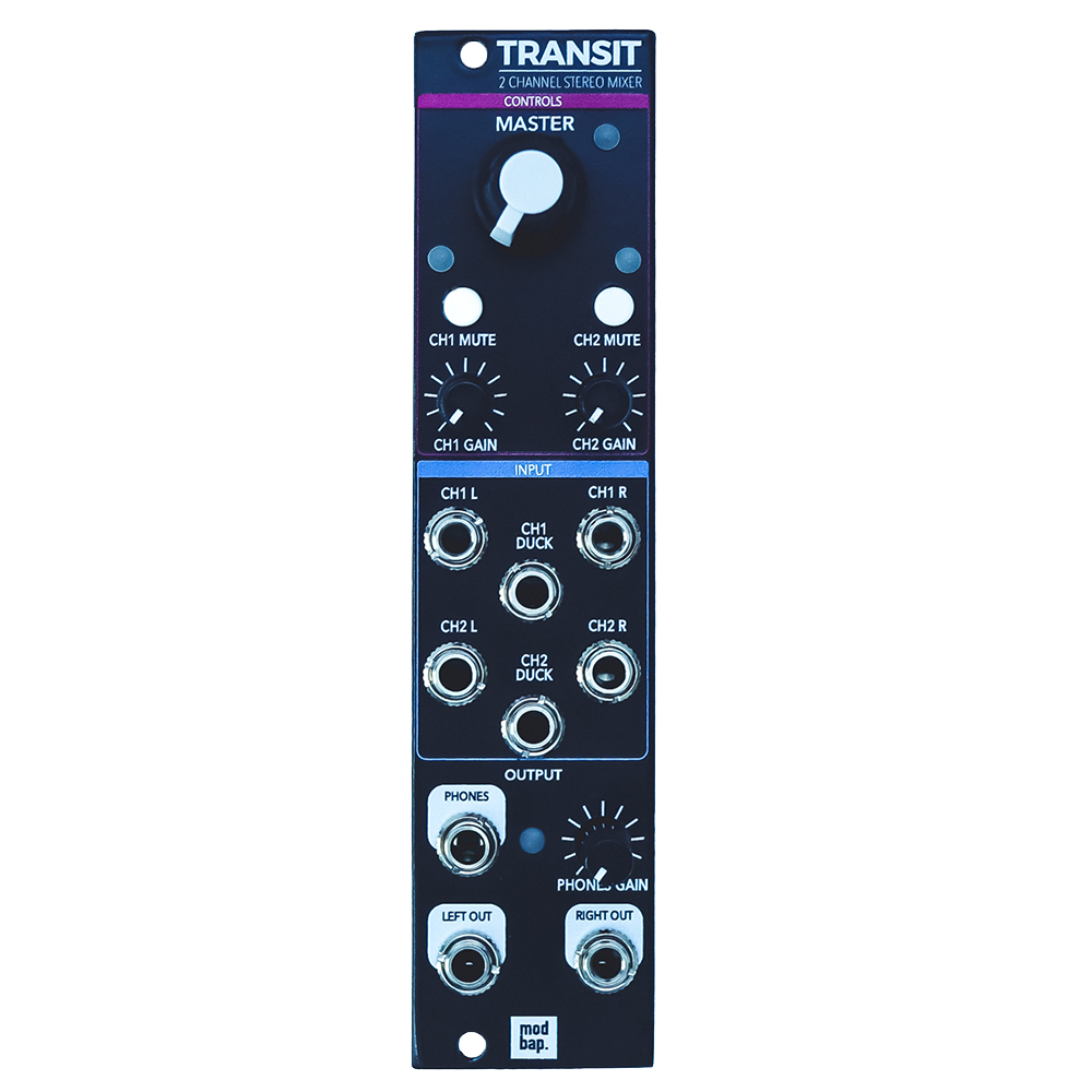 Modbap Transit Stereo 2 Channel Eurorack Mixer Module