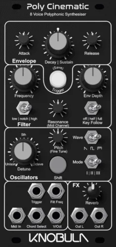 Knobula Poly Cinematic Eurorack Synth Voice Module (Black)