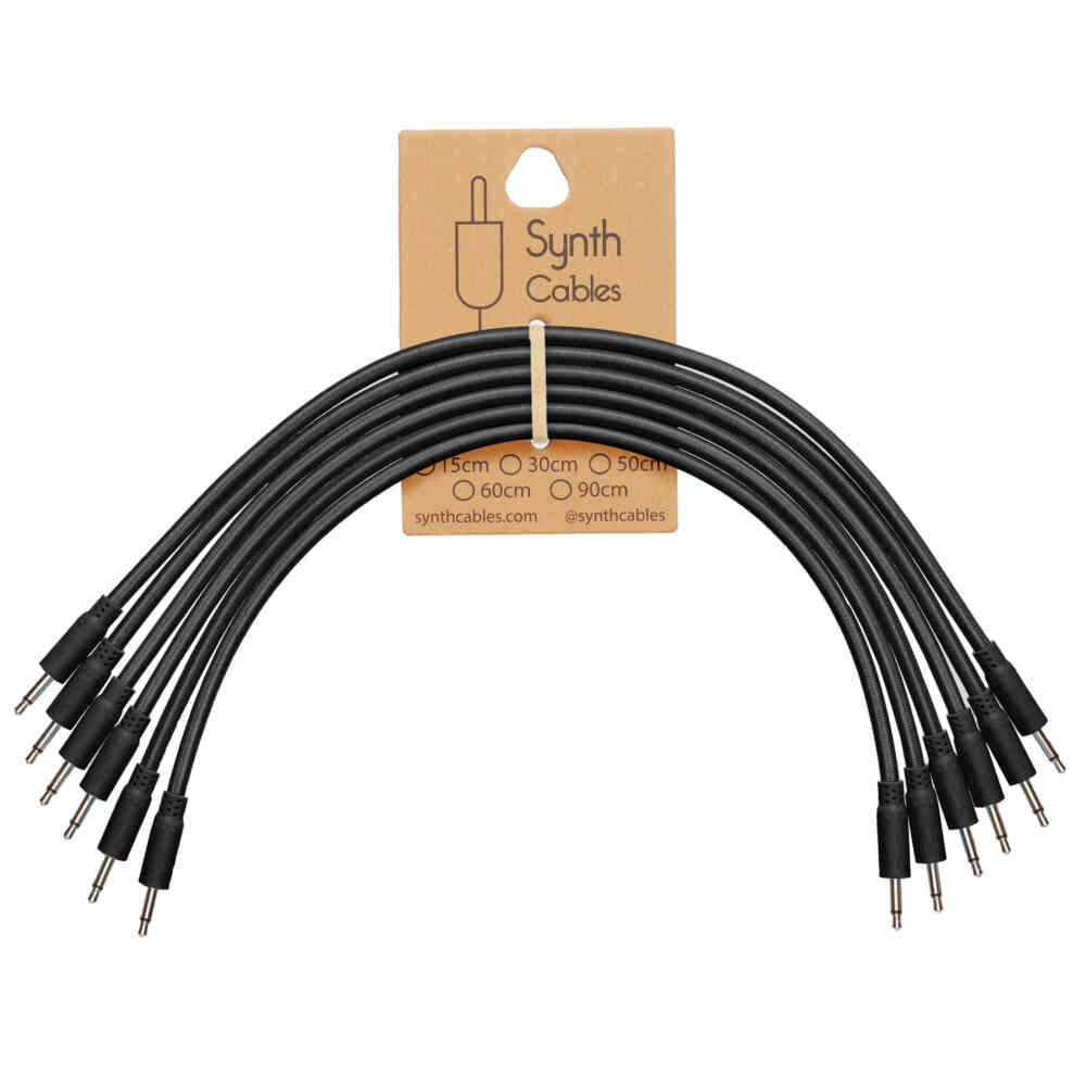 Synth Cables Premium Braided Eurorack Cables (6 pack) 15cm Black