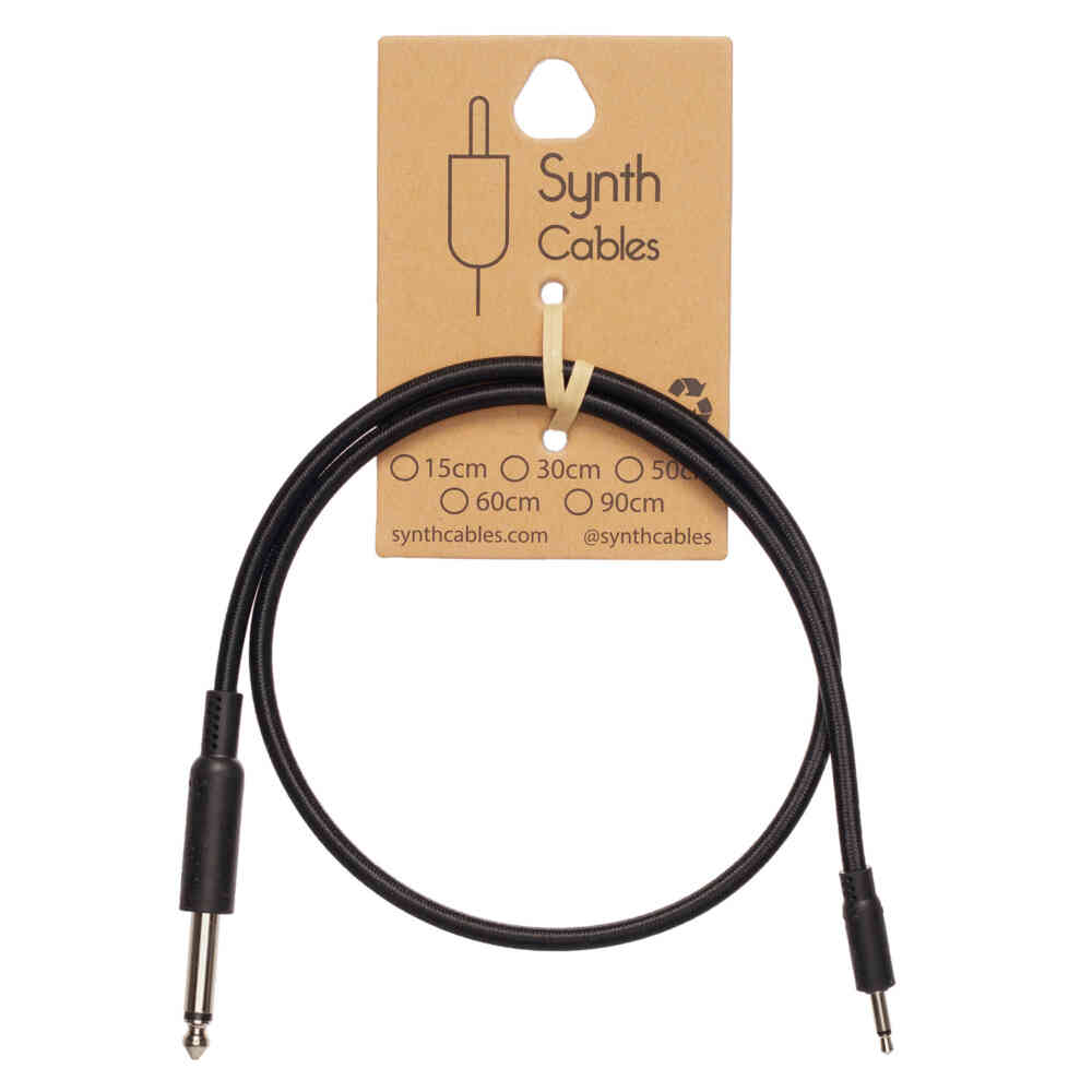 Synth Cables Premium 3.5mm – 6.5mm TS Braided Adapter Cable 60cm (Black)