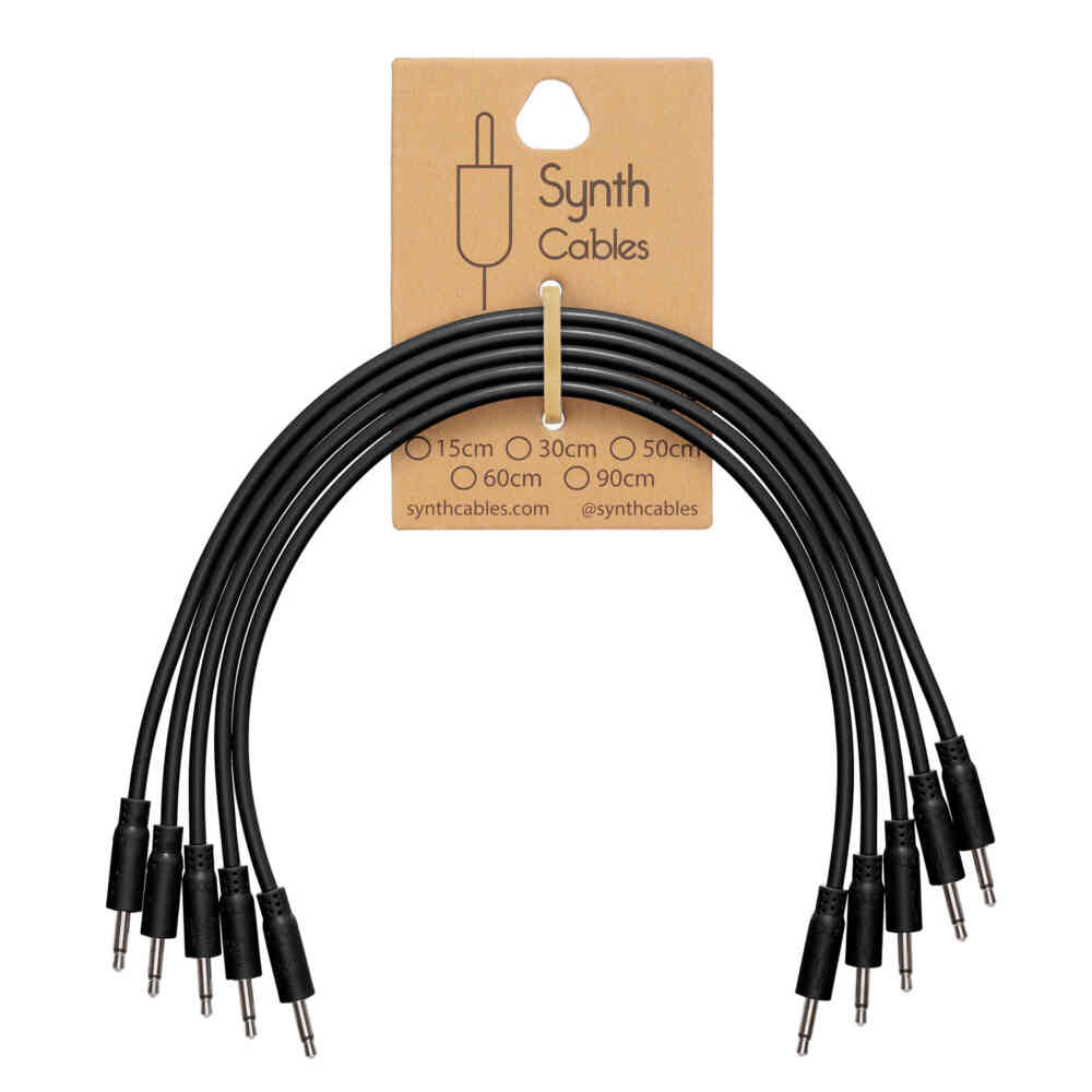Synth Cables Premium PVC Eurorack Cables (5 pack) 90cm Black