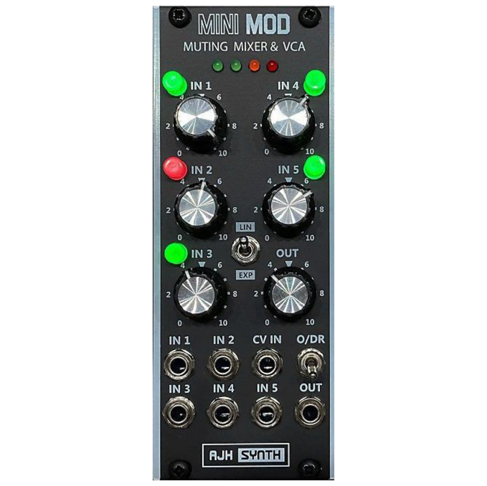 AJH Synth MiniMod Muting Mixer & VCA Eurorack Module (Vintage Black)