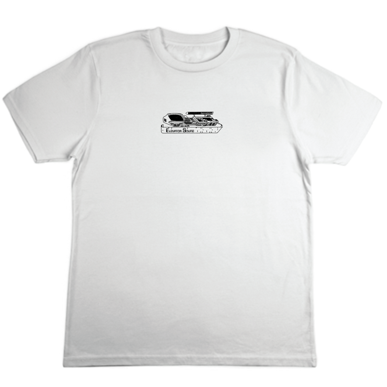 Elevator Sound “We Specialize In Synthesizers” Unisex Tee Classic Flavour (White – XL)
