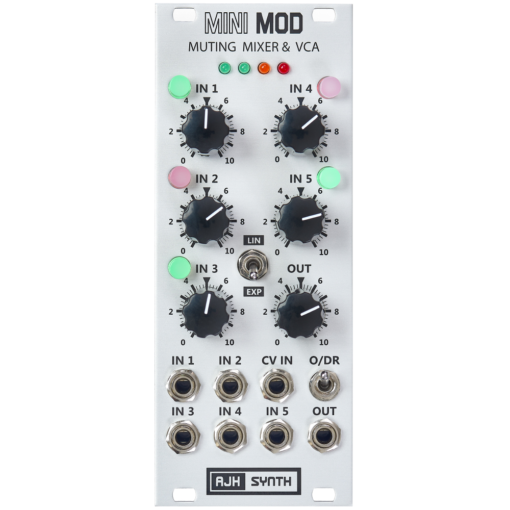 AJH Synth MiniMod Muting Mixer & VCA Eurorack Module (Silver)