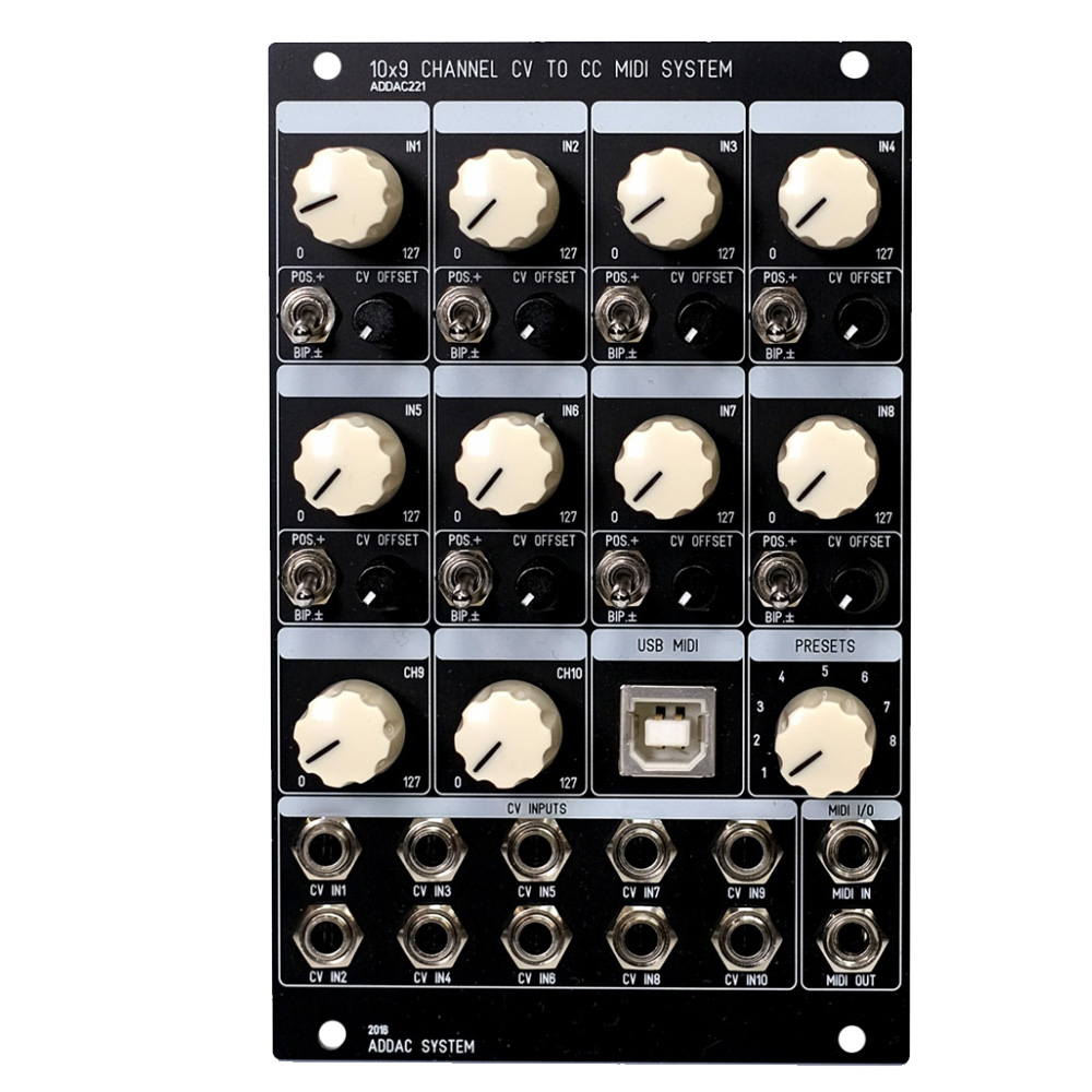 ADDAC 221 10X9 Channel CV to CC MIDI System Eurorack Module