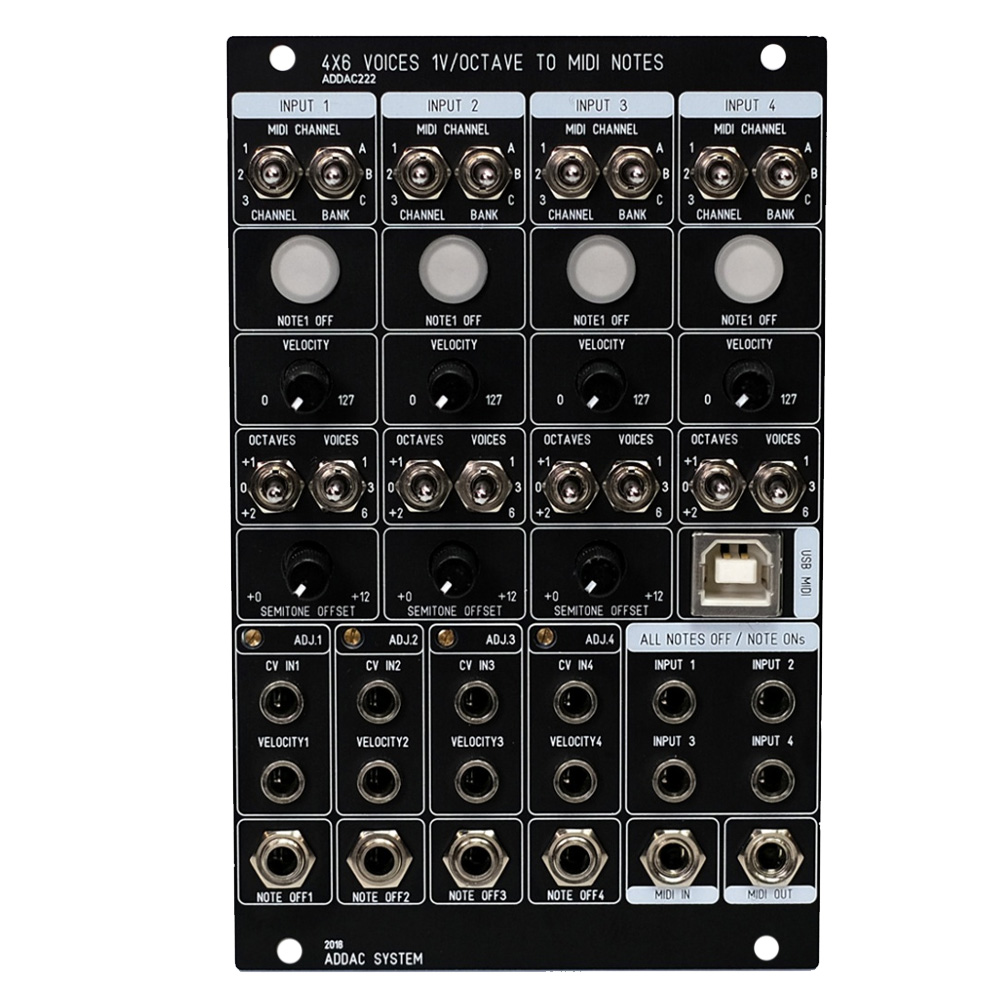 ADDAC 222 4×6 Voices 1V/Octave to MIDI Notes Eurorack Module