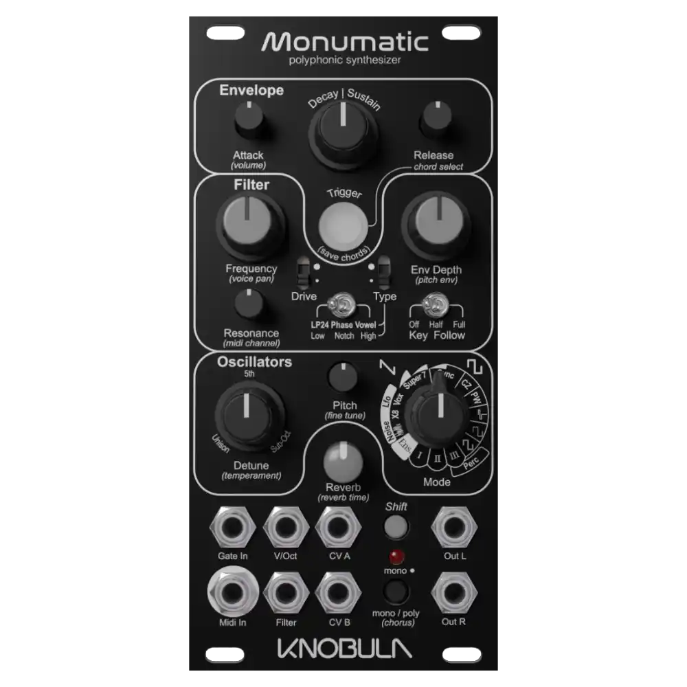 Knobula Monumatic Eurorack Polyphonic Synthesizer Module (Dark Mode)