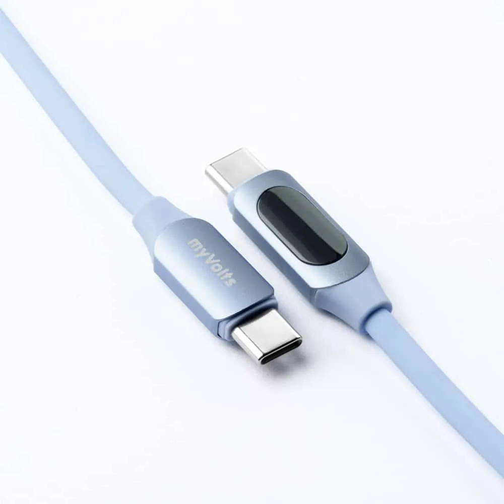 myVolts USB-C PD Cable with Power Meter (Sky Blue) - Image 2