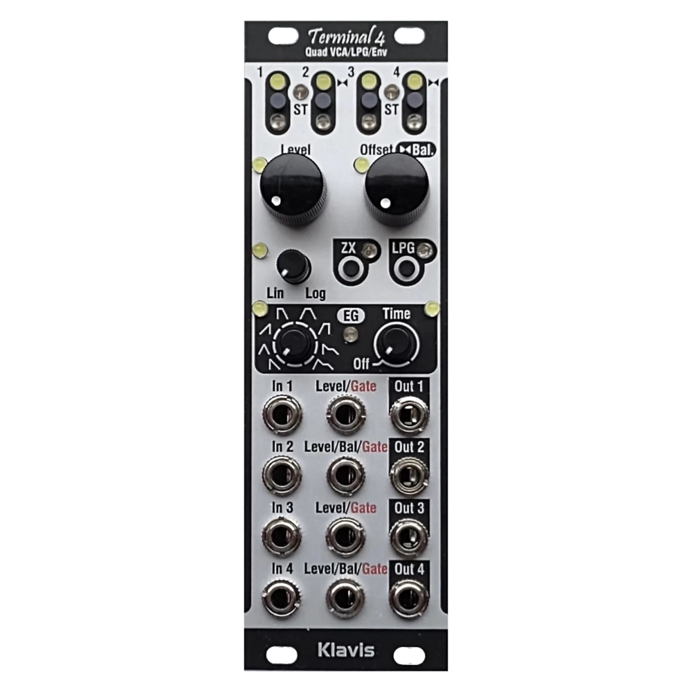 Klavis Terminal 4 Eurorack Quad VCA LPG Envelope Generator Module (Silver)